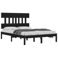 Bedframe massief hout zwart 140x190 cm - thumbnail