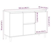 Dressoir 102x35x70 cm bewerkt hout artisanaal eikenkleurig - thumbnail