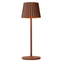 Lucide JUSTINE - Oplaadbare Tafellamp Binnen/Buiten - Accu/Batterij - LED Dimb. - 1x2W 2700K - IP54 - Met draadloos oplaadstation - Roest bruin - thumbnail