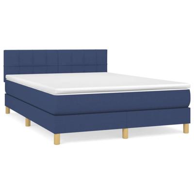 Boxspring met matras stof blauw 140x200 cm