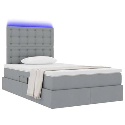 Opbergbed met LED met matras Lichtgrijs 120 x 190 cm Polyester