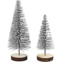 Creativ Company Kerstbomen, h: 40+60 mm, zilver, 5 stuk/ 1 doos - thumbnail