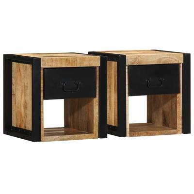 Nachtkastjes 2 st 40x35x40 cm massief ruw hout mango Nachtkastjes 2 st 40x35x40 cm massief ruw hout mango