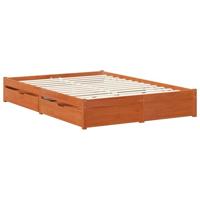 Bedframe met lade Wasbruin 160 x 200 cm Massief Vurenhout - thumbnail