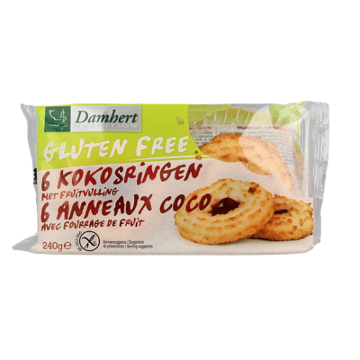 Damhert Kokosringen fruitvulling glutenvrij 240 Gram