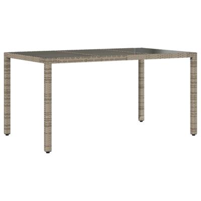Tuintafel met glazen blad 150x90x75 cm poly rattan grijs - thumbnail