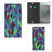 Sony Xperia XZ Premium Stand Case Abstract Green Blue - thumbnail