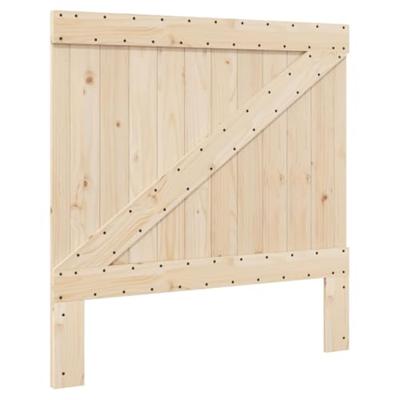 Bedframe met hoofdbord massief grenenhout grijs 100x200 cm