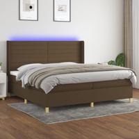 Boxspring met matras en LED stof donkerbruin 200x200 cm - thumbnail