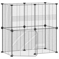 VidaXL Huisdierenkooi met deur 12 panelen 35x35 cm staal zwart - thumbnail