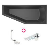 Hoekbad Xenz Lagoon Compact 160x75x45 cm Rechts Ebony - thumbnail