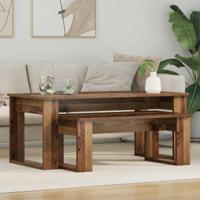 Koffietafel Set 2 pcs Oudhout Bewerkt hout - thumbnail