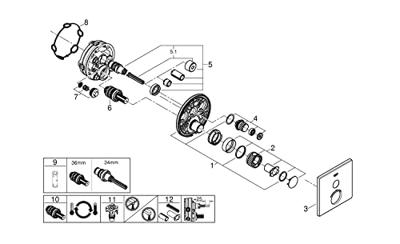 Opbouwdeel GROHE Grohtherm Smartcontrol Douche T, Vierkant Cool Sunrise Geborsteld Opbouwdeel GROHE Grohtherm Smartcontrol Douche T, Vierkant Cool Sunrise Geborsteld