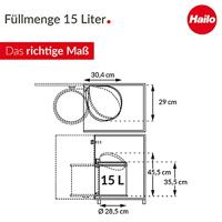 Hailo 3555-001 Compact-Box M Prullenbak 15L Wit - thumbnail