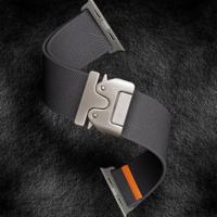 By Qubix - Nylon bandje met Parachute sluiting - Donkergrijs - Compatible met Apple Watch 44mm / 45mm / 46mm / 49mm - Compatible Apple watch bandjes - thumbnail