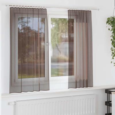 VidaXL Gordijnen voile met roedezakken 2 st bruin VidaXL Gordijnen voile met roedezakken 2 st bruin