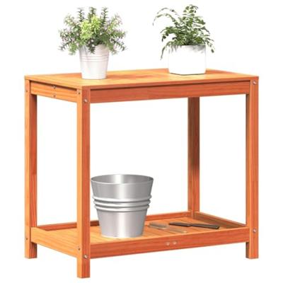VidaXL Oppottafel met schap 82,5x50x75 cm massief grenenhout wasbruin VidaXL Oppottafel met schap 82,5x50x75 cm massief grenenhout wasbruin
