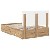 Bedframe met hoofdeinde Artisan Eiken 120 x 190 cm Bewerkt hout - thumbnail