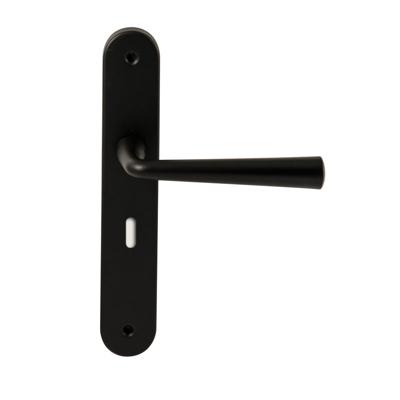 Hardbrass Deurkruk Mikonos op ovaal langschild sleutelgat 56mm - zwart Hardbrass Deurkruk Mikonos op ovaal langschild sleutelgat 56mm - zwart