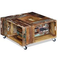 Salontafel 70x70x35 cm massief gerecycled hout - thumbnail