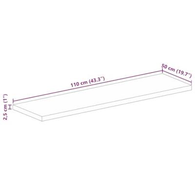 Tafelblad rechthoekig 110x50x2,5 cm massief mangohout