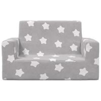 Kinderbank 2-zits met sterren zacht pluche lichtgrijs - thumbnail