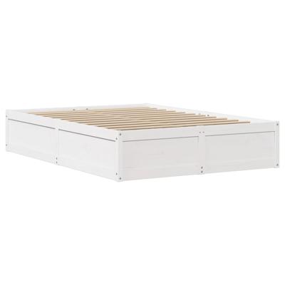 Bedframe met hoofdbord massief grenenhout wit 180x200 cm