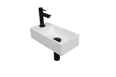 Fonteinset INK Versus 36x18x9 cm Polystone Mat Wit Met Kraangat Links Mat Zwart