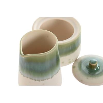 Melk- en Suikerpot Home ESPRIT Wit Groen Porselein 250 ml 9 X 9 X 8,4 cm 2 Onderdelen