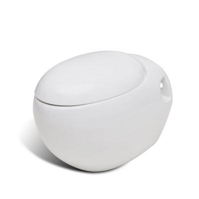vidaXL Nieuw Wandtoilet Ei-design hangend wit vidaXL Nieuw Wandtoilet Ei-design hangend wit
