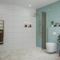 Fortifura Galeria inloopdouche - 30x200cm - rookglas - wandarm - Geborsteld Messing PVD (Goud) SW797930/SW797910 - thumbnail