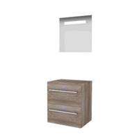 Basic-Line Economic 46 Badkamermeubelset - 60 x 46 cm - Met Grepen - 2 Lades - Wastafelblad - Spiegel met LED Verlichting - Scotch Oak - thumbnail