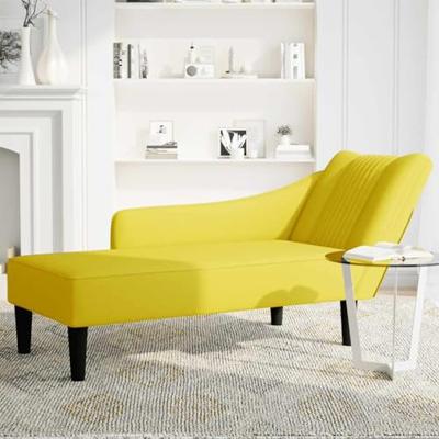Chaise longue met rechterarmleuning fluweel geel
