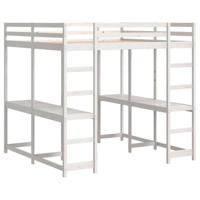 Hoogslaper met bureau en ladder grenenhout wit 180x200 cm - thumbnail