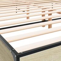 Bedframe bewerkt hout metaal sonoma eikenkleurig 180x200 cm - thumbnail