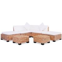 Loungeset natuurlijk rattan 18-delig - thumbnail