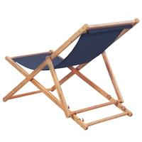 Strandstoel inklapbaar stof en houten frame blauw - thumbnail