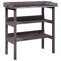 VidaXL Plantentafel met schappen 78x38x82,5 cm vurenhout grijs - thumbnail
