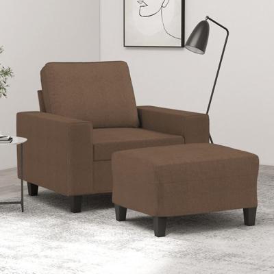 Fauteuil met voetenbank 60 cm stof bruin