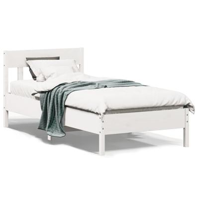Bedframe zonder matras massief grenenhout wit 90x200 cm