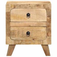 Nachtkastje 2 st 40x32x46 cm massief hout ruw mangohout - thumbnail