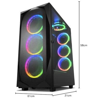 Sharkoon rev300 midi tower behuizing (zwart | 4x usb-a | 1x usb-c | rgb | tempered glass)