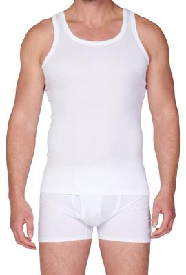 HL-tricot hemd heren wit - 100% Katoen - Naadloos heren onderhemd - Mannen singlet - Slim fit