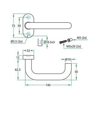 Gatdeel CHASE rvs mat 8mm ovaal rozet Gatdeel CHASE rvs mat 8mm ovaal rozet