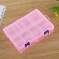Dubbellaags 8 slots" Plastic sieraden doos organisator opslagcontainer met verstelbare Dividers(Pink)" - thumbnail