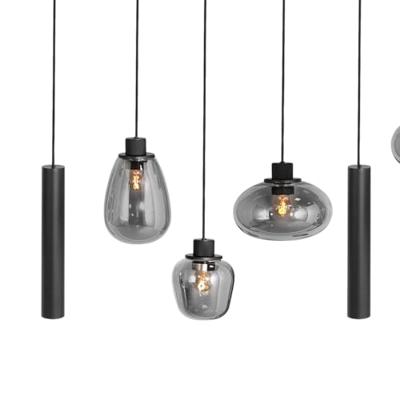 Steinhauer Eettafel hanglampReflexion zwart met rookglas - 3796ZW