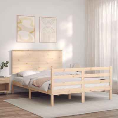 Bedframe met hoofdbord massief hout 140x200 cm