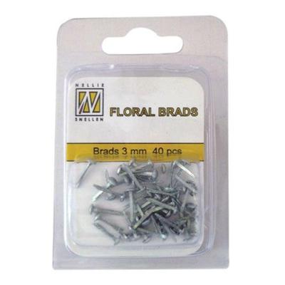 Nellie's Choice • floral glitter brads 3mm. 40stuks/pkg silver 7542u metallic