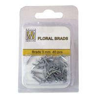 Nellie's Choice • floral glitter brads 3mm. 40stuks/pkg silver 7542u metallic - thumbnail