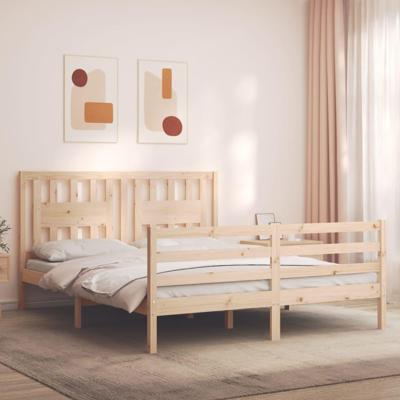 Bedframe met hoofdbord massief hout 160x200 cm